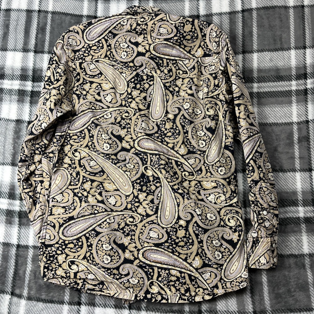 Larry Mahan Shirt Mens M Paisley Blue Pearl Snap Cowboy Collection - Picture 11 of 12